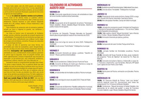 Programación de actividades de verano Quesada 2 020