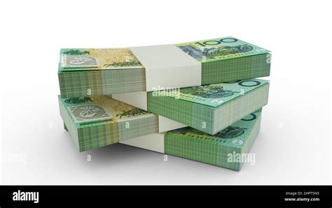 D Rendering Of Stack Of Australian Dollar Notes Few Bundles Of