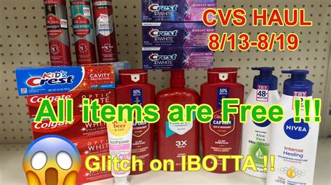 RUN CVS HAUL 8 13 8 19 IBOTTA GLITCH 17 Items Are Free Moneymaker