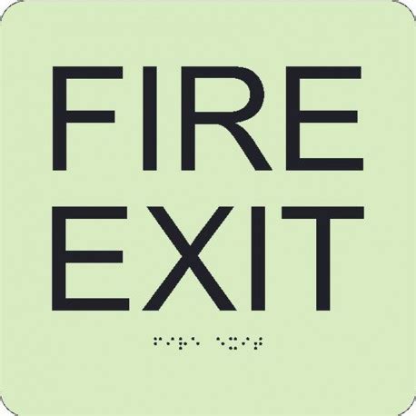 Nmc Gada Bk Glow Fire Exit Braille Sign X