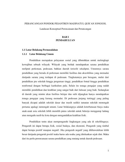Perancangan Pondok Pesantren Madinatul Qur An Jonggol Landasan