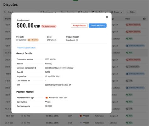 View dispute details - Disputes