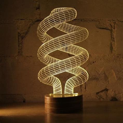 Bulbing Spiral Lampe Poser Led Acrylique Bois Forme Spirale H Cm