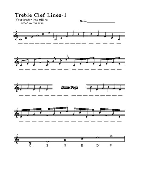 Free Sheet Music Downloads - Music Education Note Spellers - Treble Clef