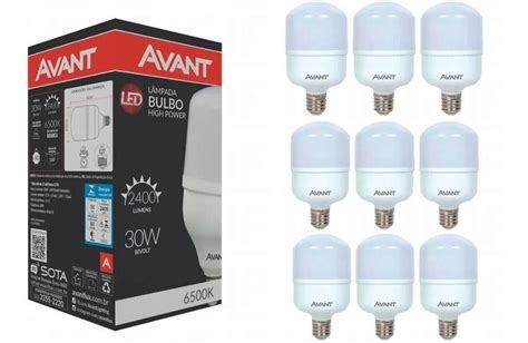 Kit 10 Lampada Bulbo 30w Branco Frio 6500k Alta Potencia E27 Avant