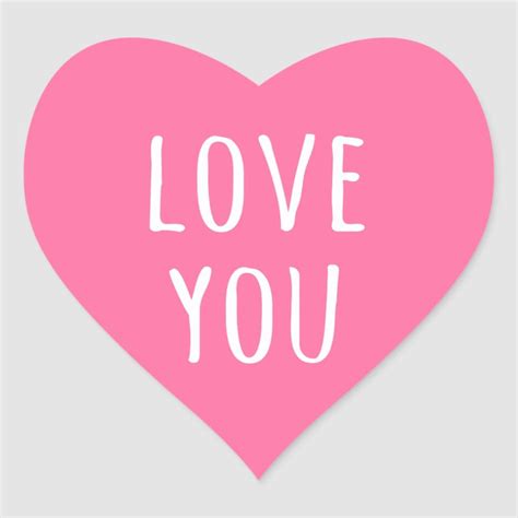 Love You Pink Valentines Day Heart Heart Sticker Zazzle Heart