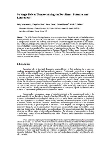 Role of Nanotech in Fertilizers Chapter | PDF | Nanotechnology ...