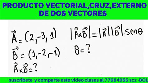 PRODUCTO VECTORIAL PRODUCTO EXTERNO PRODUCTO CRUZ DE DOS VECTORES YouTube