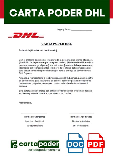 ᐅ Carta Poder DHL 10 Ejemplos en Word y PDF 2025