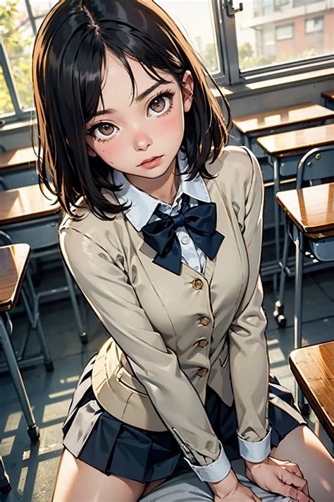 Masterpiece, insanely detailed, schoolgirl, short bob, wave hair