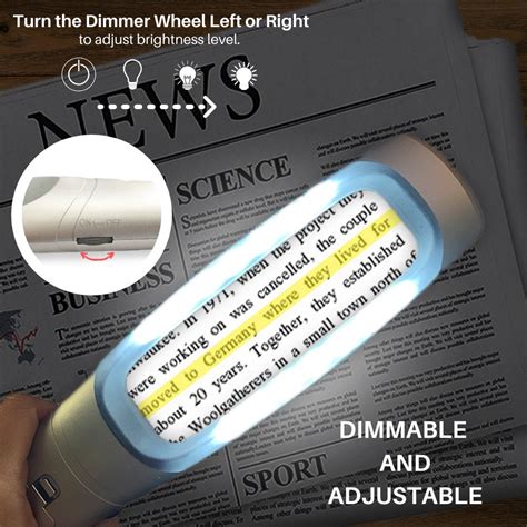 4X Reading Magnifier With 14 Evenly Lit Dimmable LED Lights & - Etsy