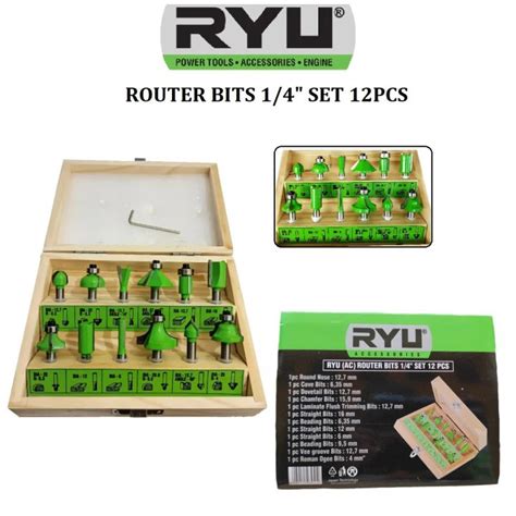 RYU Mata Pisau Profil Kayu Mata Router Set 12 Pcs Mata Pisau Mesin