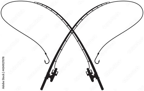 Fishing Rods Crossed Vector Illustration Stock Vector Adobe Stock