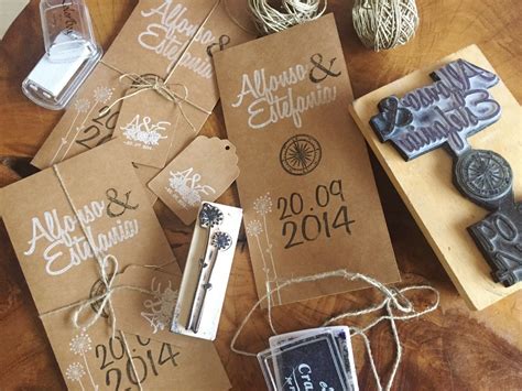 Como Hacer Invitaciones De Boda Con Sellos Personalizados Y Papel Kraft