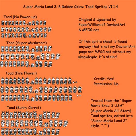 Super Mario Land 2 Toad Sprites V114 By Paperwilliam On Deviantart