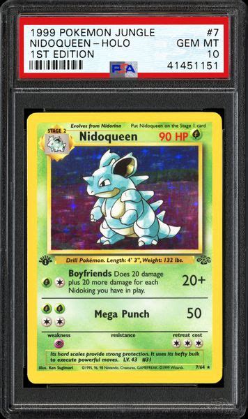 1999 Nintendo Pokemon Jungle Nidoqueen Holo 1st Edition Psa Cardfacts®