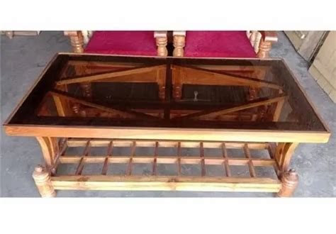 Wooden Glass Brown Wooden Center Table With Storage At Rs Piece