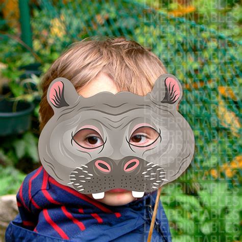 Hippo Printable Mask Hippopotamus Pool Party African Animals Etsy