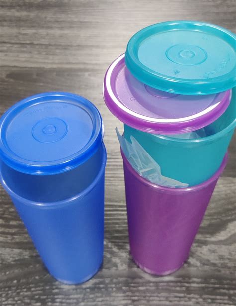 Tupperware Water Tumbler Coloured Circular 3pc Furniture And Home