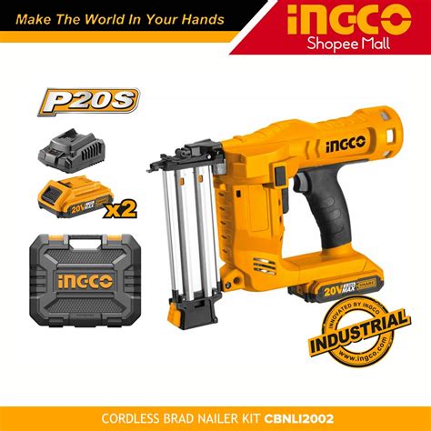 Ingco CBNLI2002 20V Lithium Ion Cordless Brad Nailer Kit With 2pcs