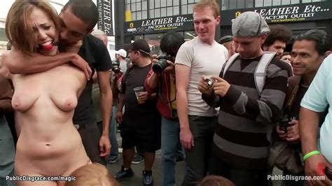 Sexy Brunette Babe Audrey Rose Is Gagged And Bound And Zippered In Public At Folsom Street Fair