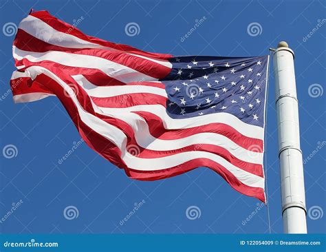 American Flag Blowing In Wind Stock Image Image Of Landscape Flag