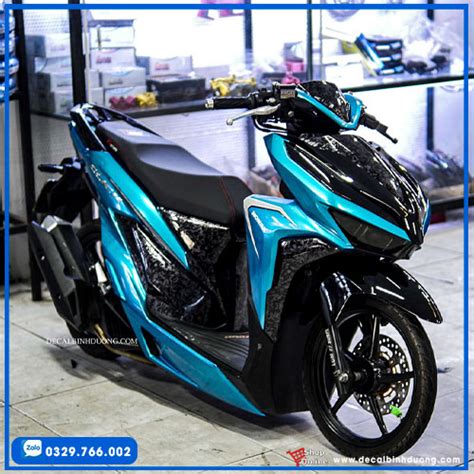 Tem Vario Xanh Đen Cao Cấp Kết Hợp Decal Carbon Fiber