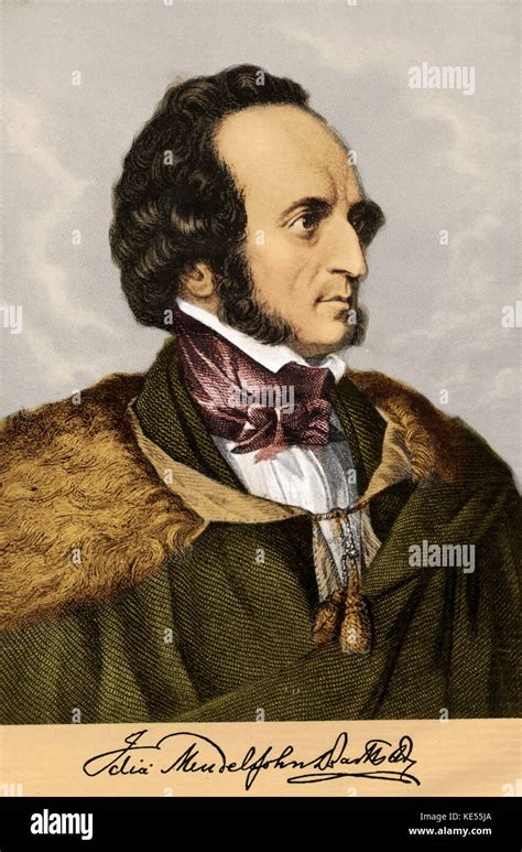 Felix Mendelssohn portrait. With signature. German composer, 1809-1847 ...