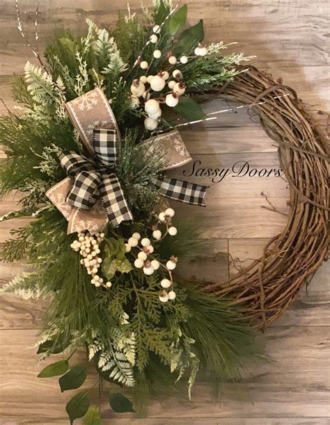 Woodland Winter Wreath, Front Door Winter Wreath, Winter Wreath