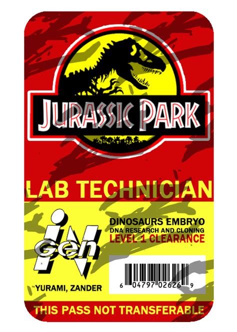 Printable Jurassic Park Id Badge Template Free The Templates Art