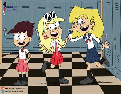 Patreon Reward Schoolgirl Lori Leni And Luna By Eagc7 On Deviantart Loud House Characters