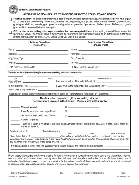 Affidavit Forms For Transfer Of Vehicle Affidavitform Net