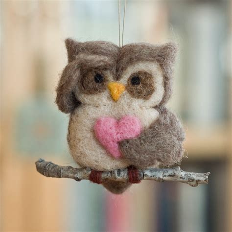 Needle Felted Owl Ornament Searching With Heart By Scratchcraft