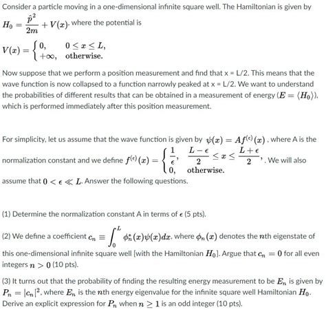 Solved Consider A Particle Moving In A One Dimensional Chegg