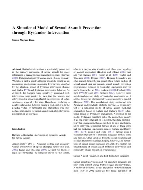 Pdf A Situational Model Of Sexual Assault Prevention Through