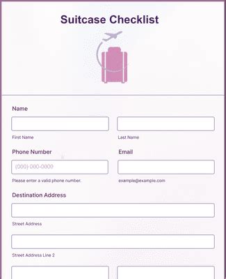 Suitcase Checklist Form Template | Jotform