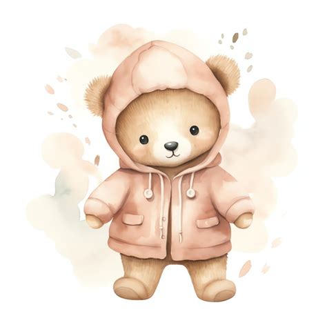 Beau B B Biologiste Marin Teddy Ours En Peluche Aquarelle Clipart