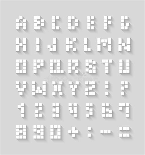 Pixel Font Alphabet Letters And Number Set Retro Style Typeface