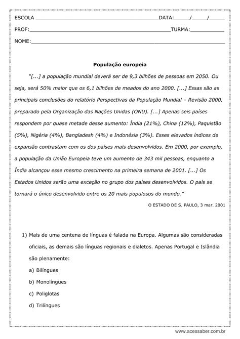 Vanguarda Europeia Exercicios