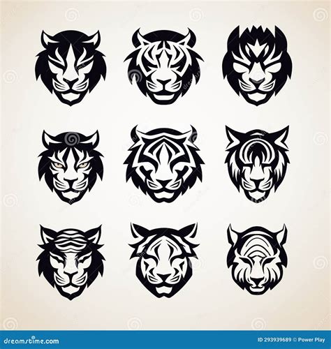 Tiger Head Icons Set Vector Illustration Of Tiger Head Icons Stock