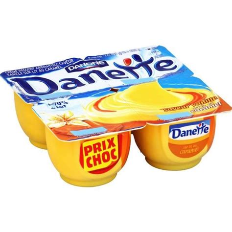 DANONE Danette Crème dessert Saveur Vanille lit de caramel 4x125g