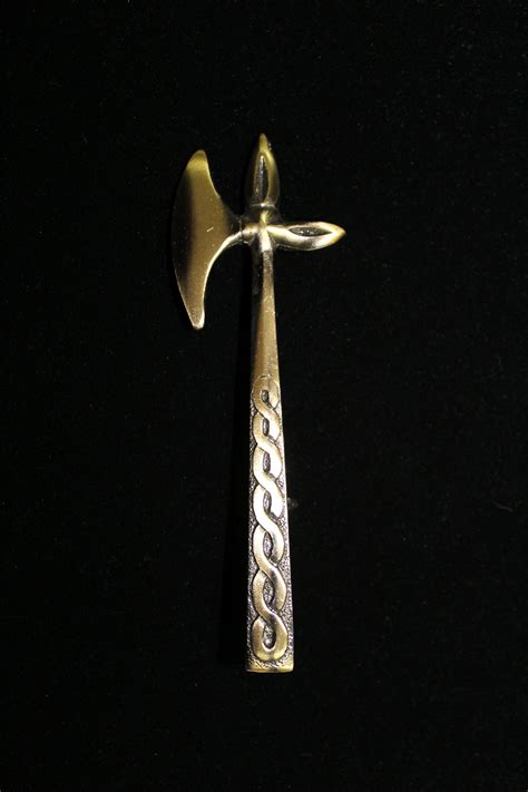 Battle Axe Kilt Pin Antique Brass Finish Kiltmart