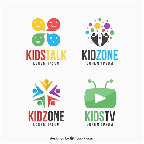 Free Vector | Colorful kid logo set