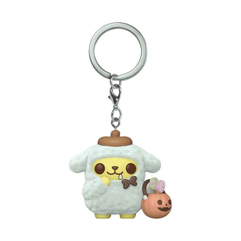 Buy Pop Keychain Pompompurin With Pumpkin Bucket Flocked At Funko