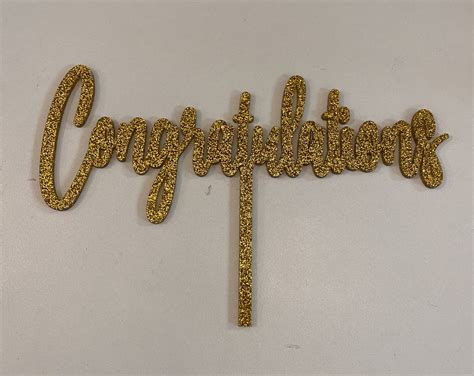 Congratulations Gold Glitter Acrylic Cake Topper