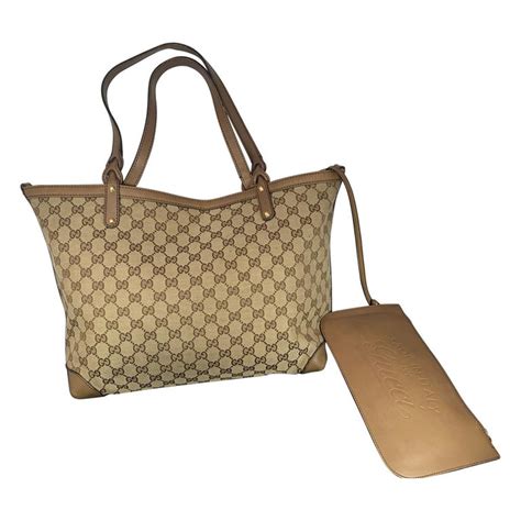 Gucci Monogram Large Original Tote Tan With Pouch Like Neverfull At