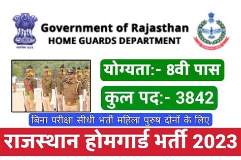 Rajasthan Home Guard Recruitment 2023 राजस्थान होम गार्ड भर्ती 2023