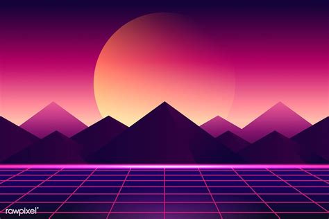 Retro neon landscape background vector | free image by rawpixel.com ...