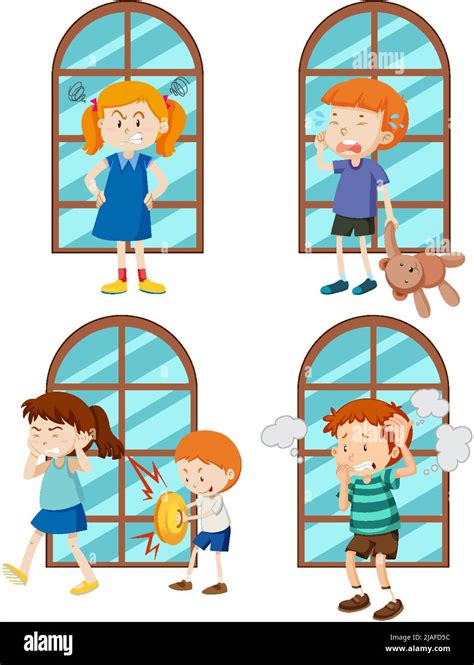 Set of simple kids cartoon characters illustration Stock Vector Image ...