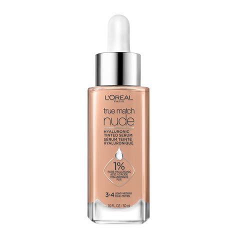 L'Oreal Paris True Match Nude Hyaluronic Tinted Serum Foundation with 1% Hyaluronic acid, Light ...